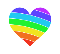 真ん中虹色のハートマーク