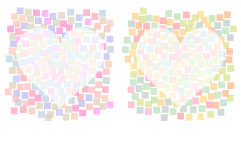 フリー素材カラフルな背景と白っぽいハート