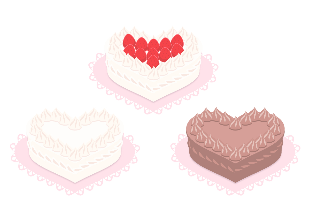 ハート型ケーキのイラスト素材 イチゴと生クリーム チョコ ハートの素材屋