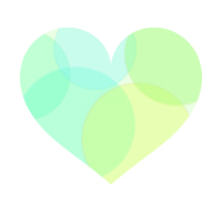 半透明丸模様の黄緑ハート