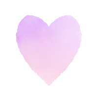 淡い紫色の水彩ハート　細長い形