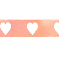 ハートマークが並んだライン素材オレンジ 水彩風