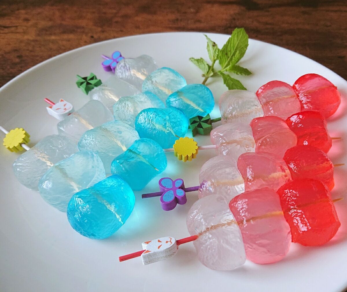 涼しげスイーツ その カラフルわらび餅 河童のゆらり