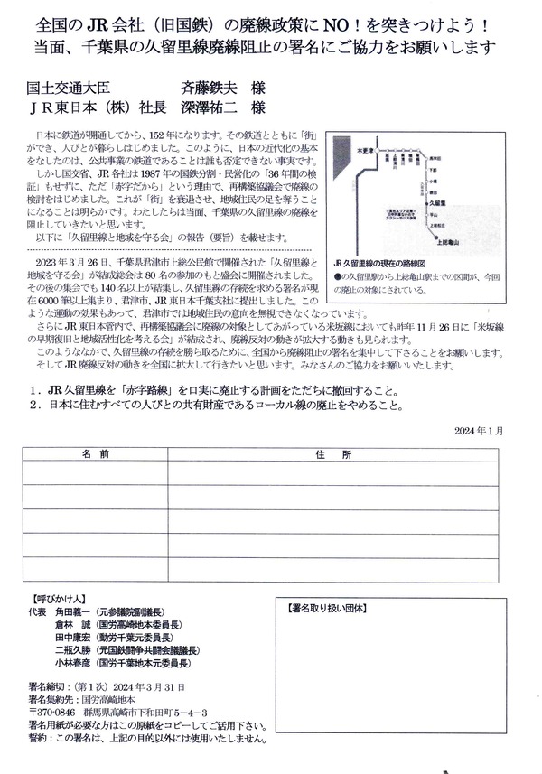久留里線署名