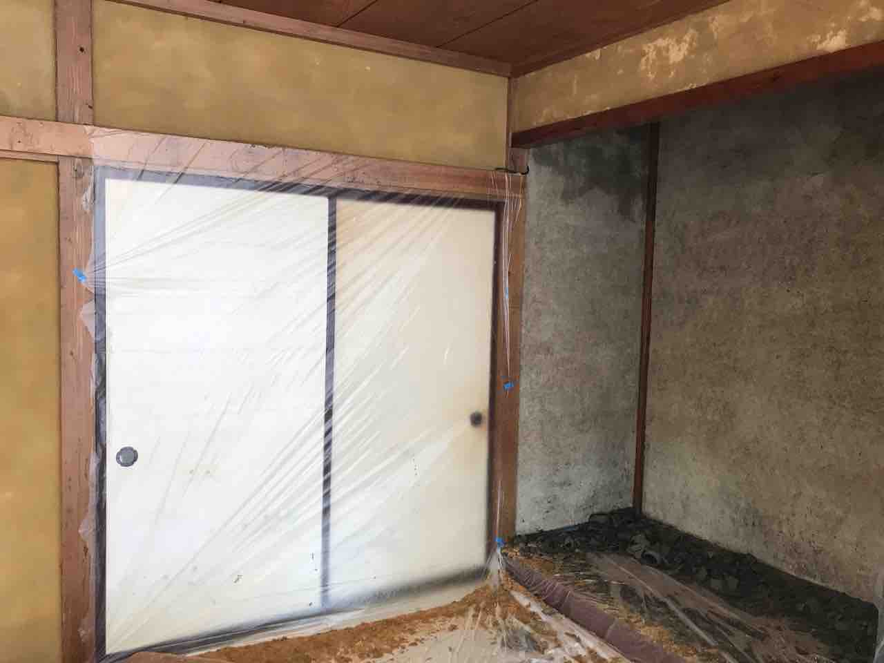 diy 砂壁から漆喰へ 砂壁剥がし 養生はきちんとしましょう koya日記 diy 砂壁から漆喰へ 砂壁剥がし 養生はきちんとしましょう koya日記