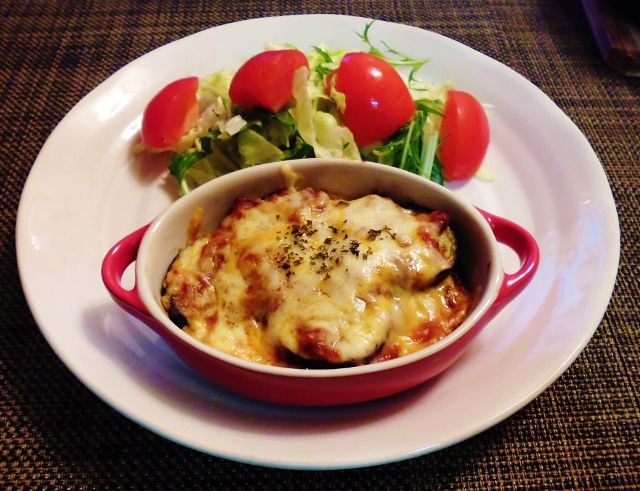 食品 【食品サンプル】ナスと玉子のグラタン ほか4点