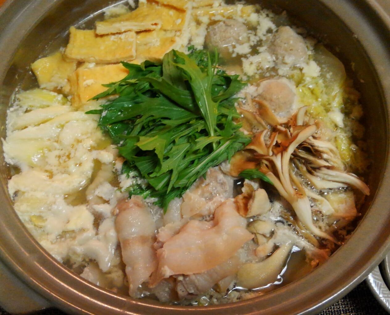 手術していたと今更のご報告 豚肉と団子の豆乳鍋 水は方円の器に随う