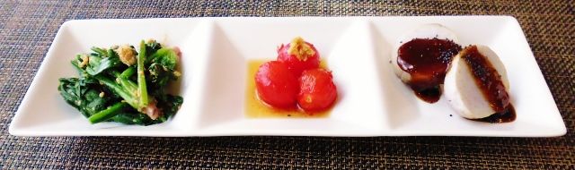 縞ほっけのちゃちほこ 小さいおかず３品ほうれん草の簡単胡麻和え 水は方円の器に随う