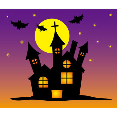 ハロウィン お城のオレンジの灯り