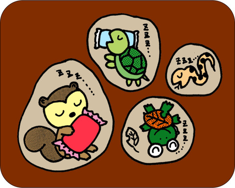 冬のイラスト冬眠する動物たち２０１５０１２６