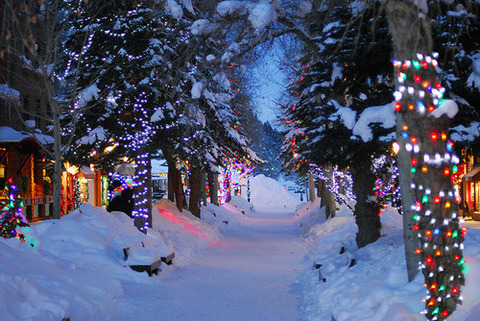 クリスマス　雪の積もる森の街　2015.12．15