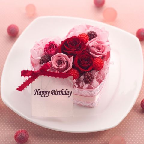誕生日ケーキピンク赤系ハート型20140702