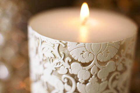 クリスマス 白唐草模様のキャンドル