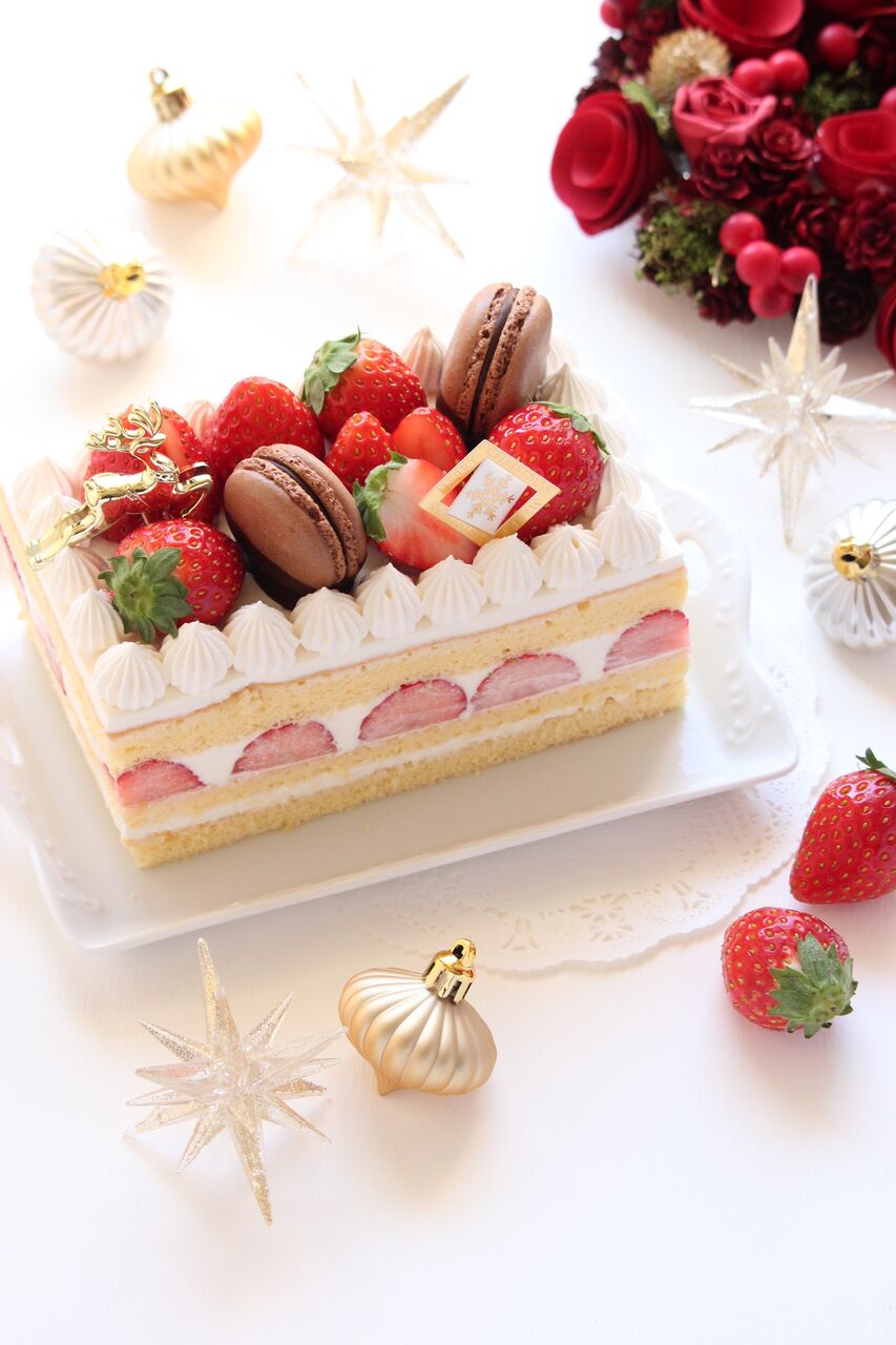 スクエアのクリスマスショートケーキ ガトー オ フレーズ おうち De Petit Cafe お菓子と愉しむ時間