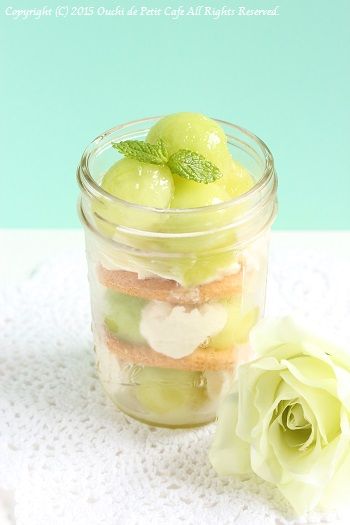 メイソンジャー De メロンのショートケーキ ビスキュイ生地で おうち De Petit Cafe お菓子と愉しむ時間 メイソンジャー De メロンのショートケーキ ビスキュイ生地で おうち De Petit Cafe お菓子と愉しむ時間