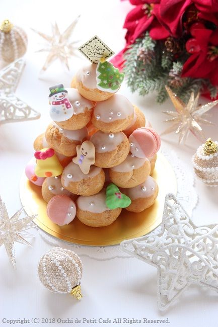 クリスマスケーキ18 ショート クロカンブッシュ おうち De Petit Cafe お菓子と愉しむ時間