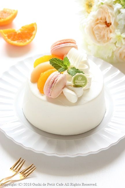桃とオレンジのヨーグルトショート 初夏のさわやかショートケーキ おうち De Petit Cafe お菓子と愉しむ時間