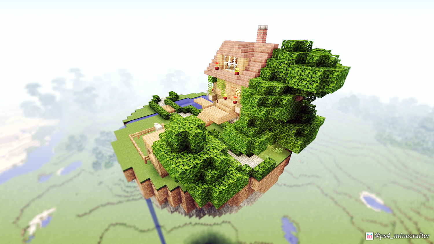 マイクラで浮遊島を作って家を建ててみた Floating Island Ps4版のマインクラフトを 初心者が一から色々やってみた記録