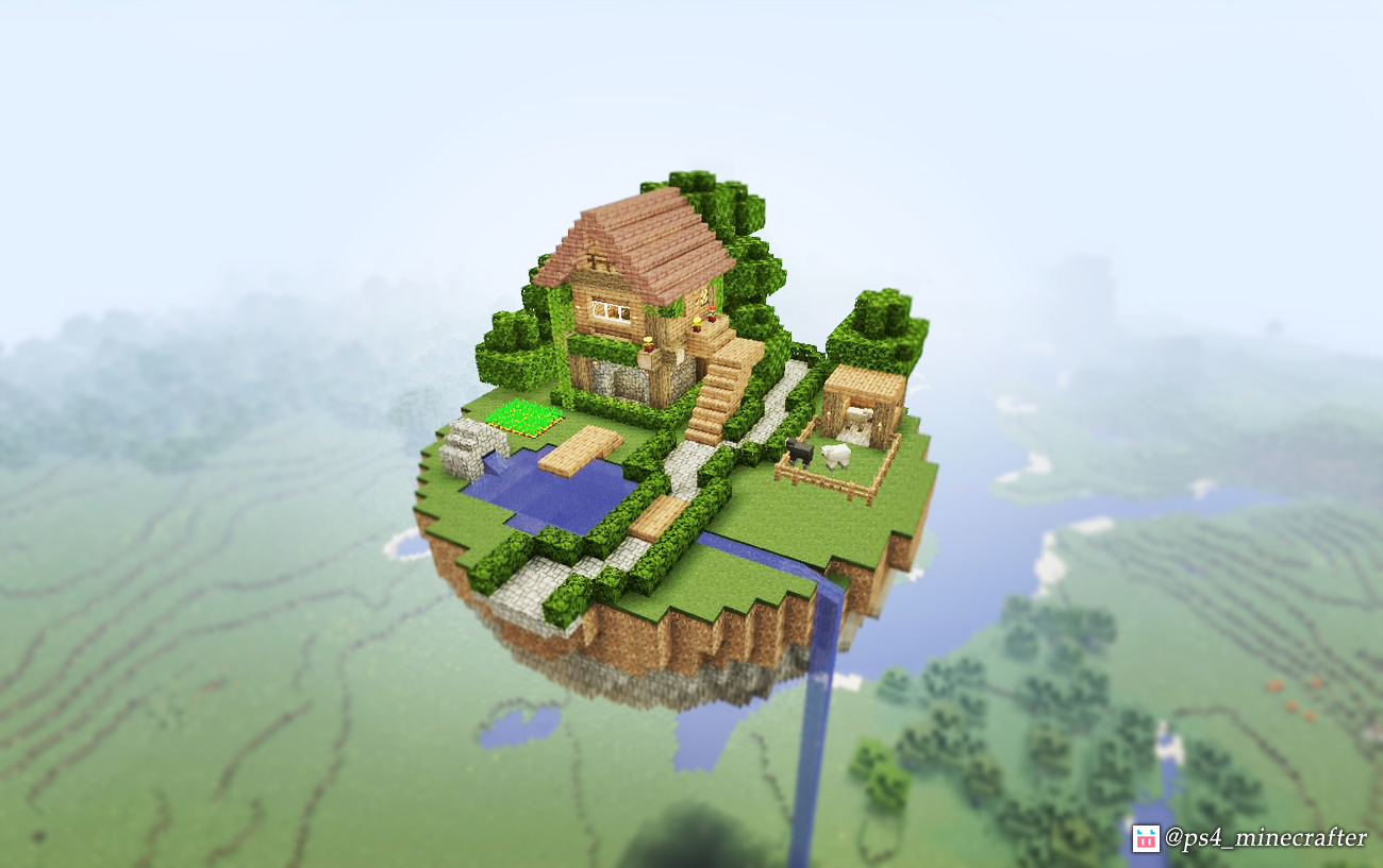 マイクラで浮遊島を作って家を建ててみた Floating Island Ps4版のマインクラフトを 初心者が一から色々やってみた記録