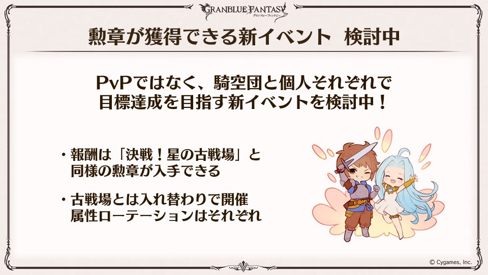 グラブル 勲章が獲得できる新イベ についての話題 古戦場以外で初めて勲章報酬の得られるコンテンツ 既存の古戦場とはまた別に団方針を決めるようなものかどうか ミニゴブ速報 グラブルまとめ