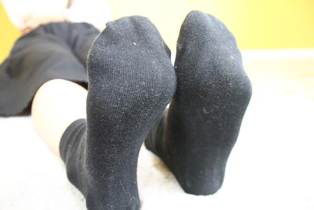 ソックス足裏 飲食店員 あすかちゃん 黒クルーソックス編 写真 動画 はるさめ 足裏カメラマン