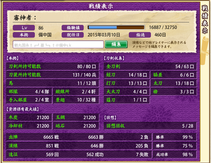 刀剣乱舞 お前らの戦歴ってどれくらいなの レベル 出陣回数 未所持刀剣男士 Etc 刀剣乱舞速報 とうらぶまとめ 刀剣乱舞 お前らの戦歴ってどれくらいなの レベル 出陣回数 未所持刀剣男士 Etc 刀剣乱舞速報 とうらぶまとめ