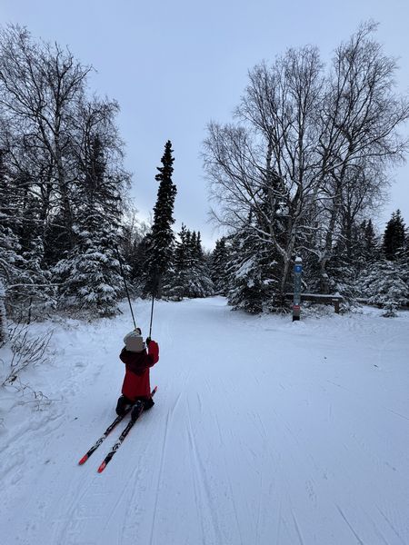 二女先生のスキー講習
