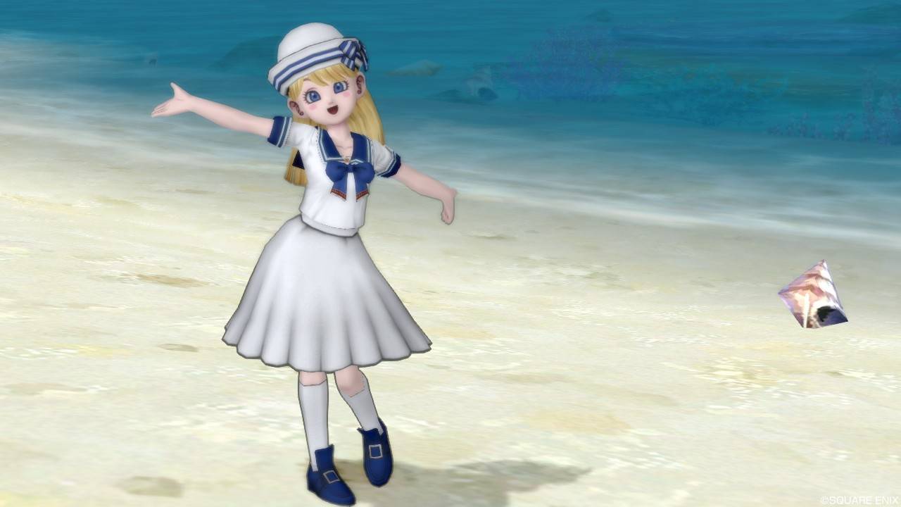 学園女子の夏服上でマリンルックなドレスアップ ぽれぽれ