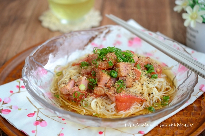 トマトとベーコンのごまぶっかけ素麺 作り置きおかずレシピとお弁当 心と身体にやさしい料理を 鈴木美鈴オフィシャルブログ Powered By ライブドアブログ トマトとベーコンのごまぶっかけ素麺 作り置きおかずレシピとお弁当 心と身体にやさしい料理を 鈴木美鈴オフィシャルブログ Powered By ライブドアブログ
