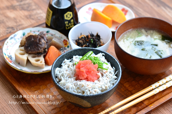 しらす明太子ご飯の和定食 作り置きおかずレシピとお弁当 心と身体にやさしい料理を 鈴木美鈴オフィシャルブログ Powered By ライブドアブログ