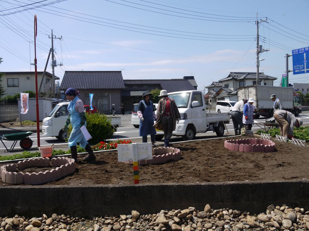 管理する花壇への苗の配布が水戸市 台三区みんなの会