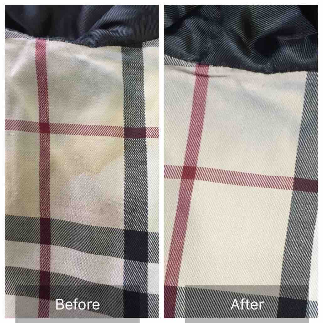 トレンチコートの汗シミはドライクリーニングでは落ちません しみ抜き専門店 アイチャク２８４