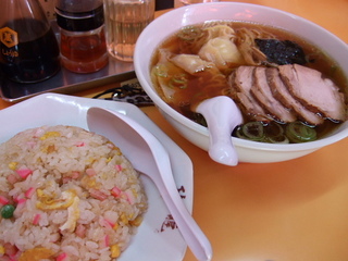 叉焼わんたん麺+炒飯