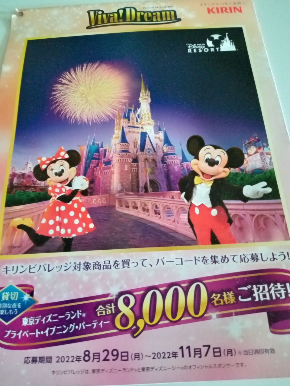 今年もスタート キリン ビバ ドリームキャンペーン アラフィフ主婦のディズニー年パス日記 今年もスタート キリン ビバ ドリームキャンペーン アラフィフ主婦のディズニー年パス日記