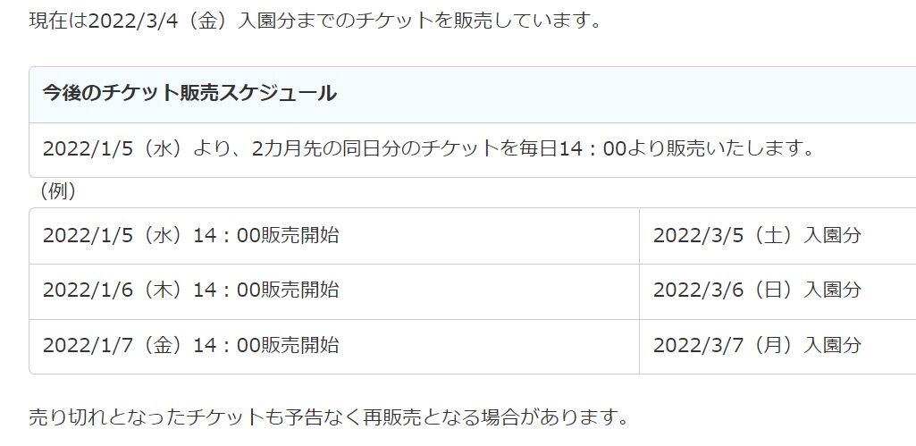 1月5日から毎日販売されるパークチケット 2月分再販はあるのかな アラフィフ主婦のディズニー年パス日記