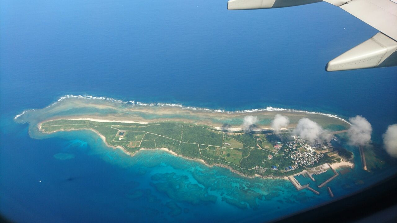空から見た沖縄の島 ジャッキーの世界周遊記