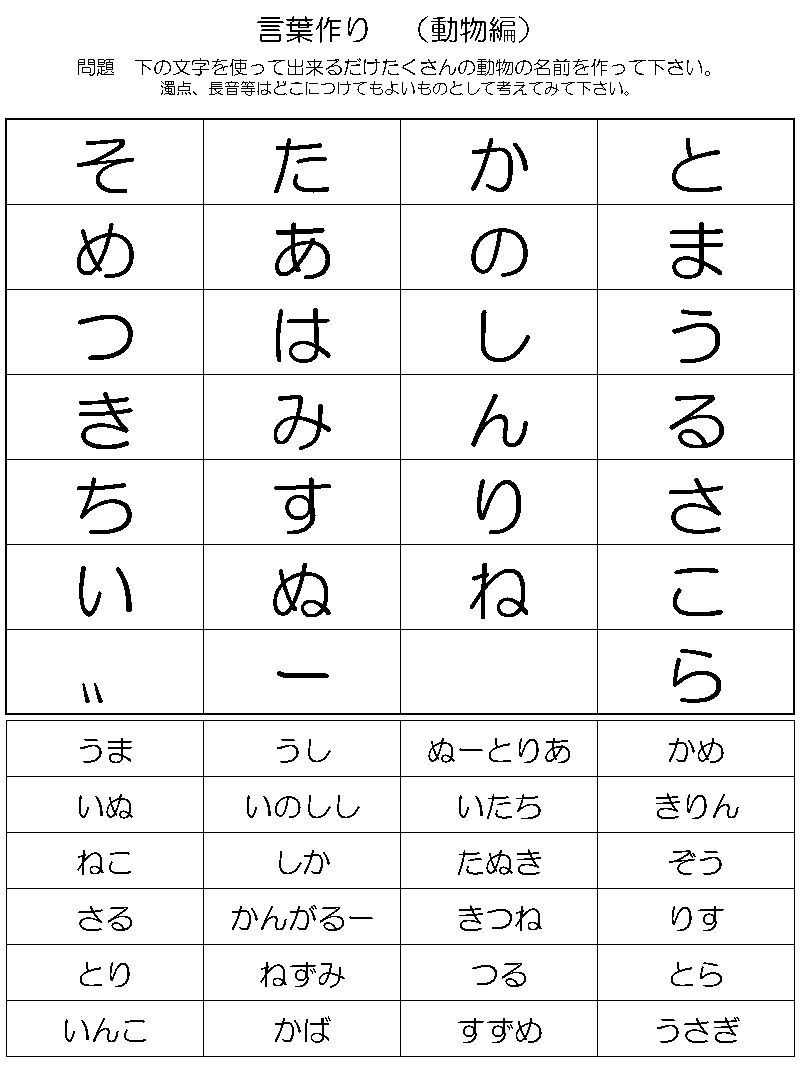 言葉作り 動物編 40人のデイサービスで喜ばれるレクとは