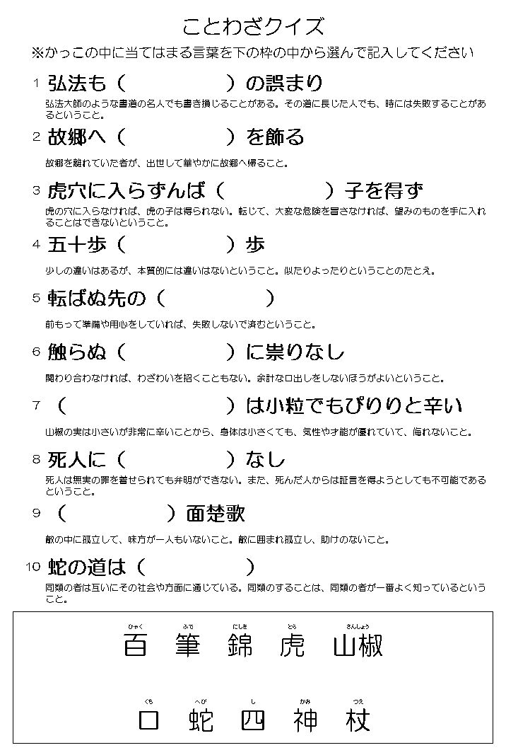 ことわざクイズ 弘法も筆の誤り 40人のデイサービスで喜ばれるレクとは ことわざクイズ 弘法も筆の誤り 40人のデイサービスで喜ばれるレクとは