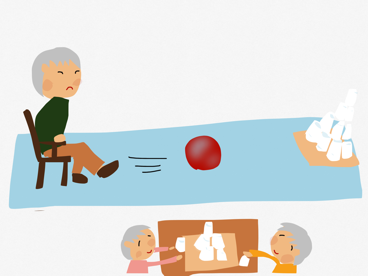 紙コップ崩しゲーム 40人のデイサービスで喜ばれるレクとは