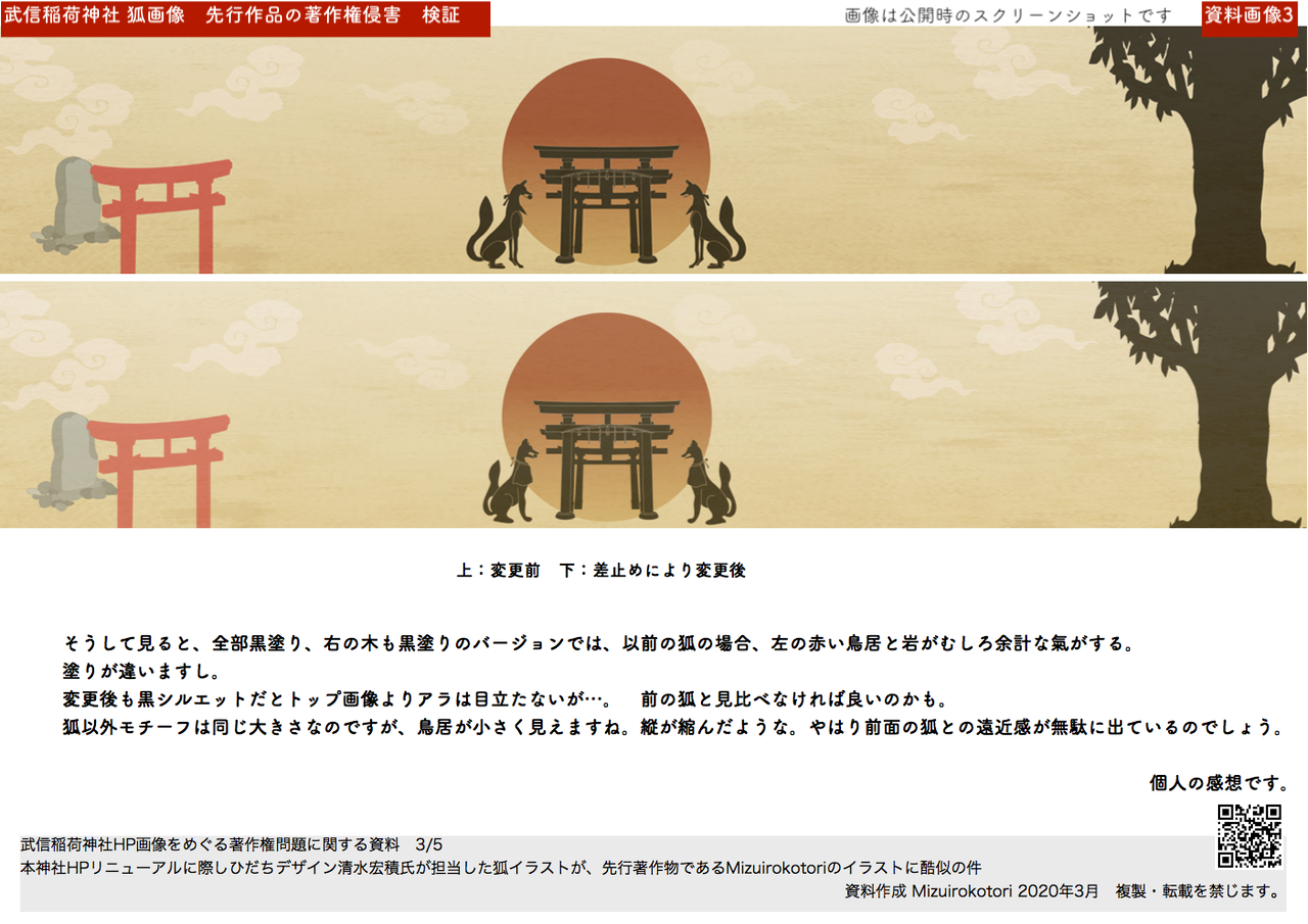 盗用検証 狐画像 ロゴ 御朱印帳 ひだちデザイン 清水宏積 著作権侵害 武信稲荷神社 ひだちデザイン制作実績は盗作か 清水宏積作画 検証 著作権侵害