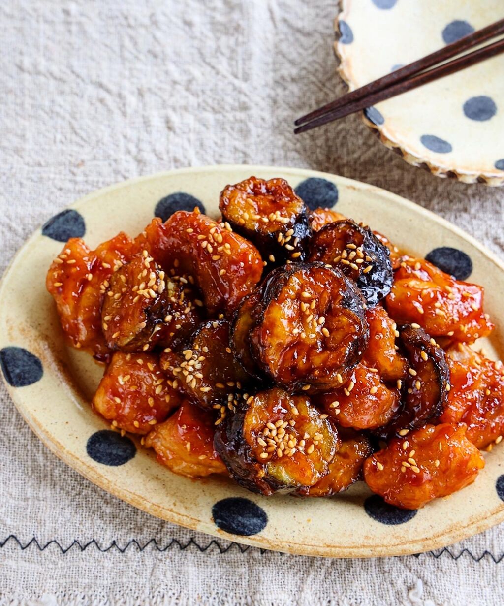 ♡ヤンニョムなすチキン♡【#簡単レシピ #時短 #節約 #韓国風 #甘辛