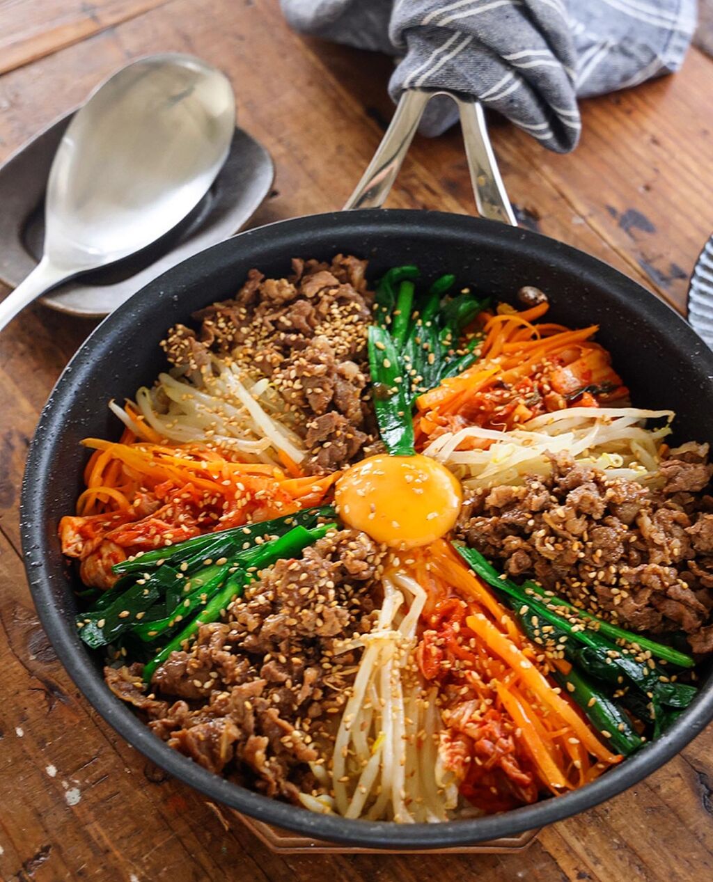 ♡フライパンビビンバ♡【#簡単レシピ #時短 #節約 #ナムル #焼肉の