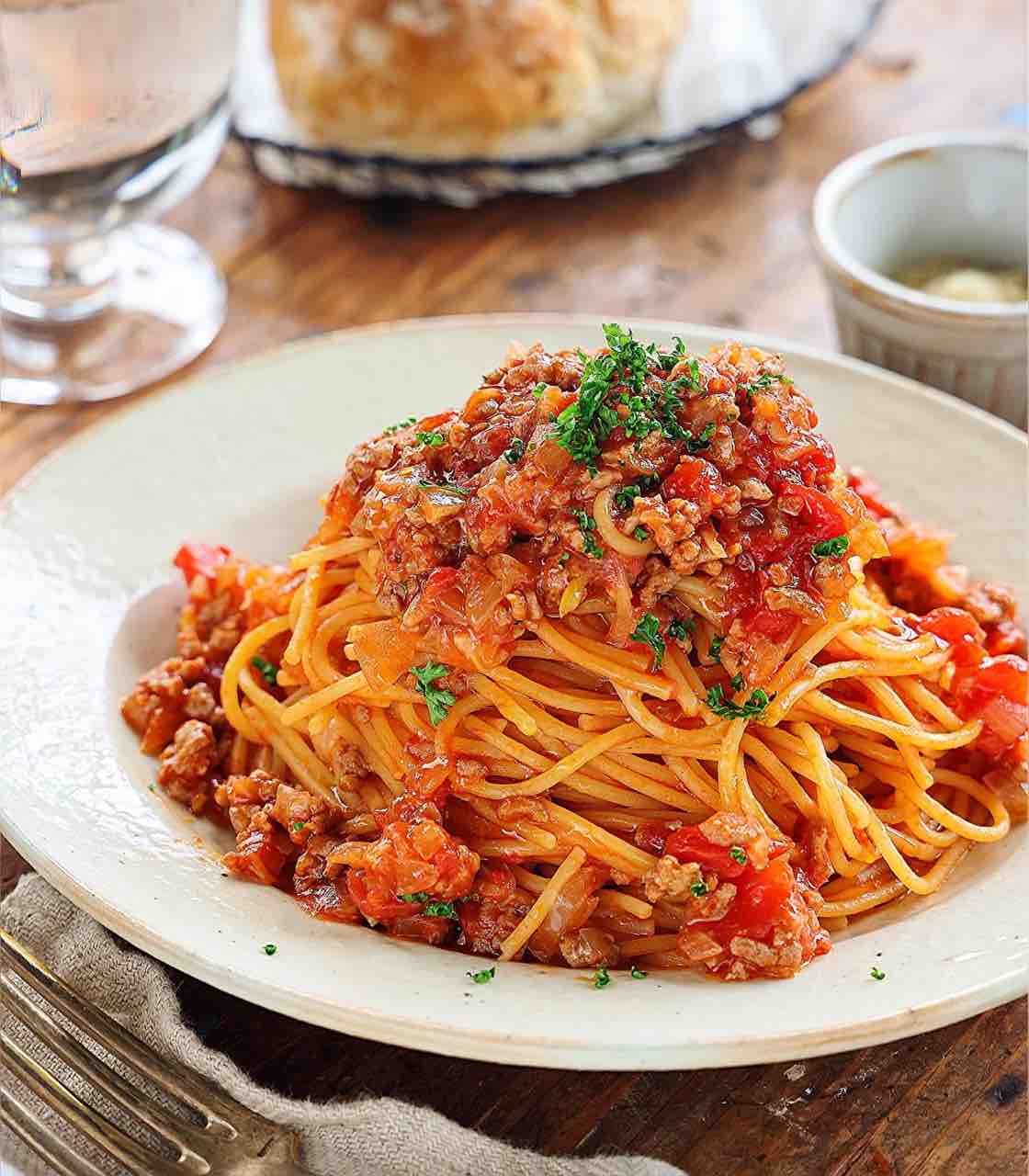 ♡ワンポットミートソースパスタ♡【#簡単レシピ #時短 #節約 #麺