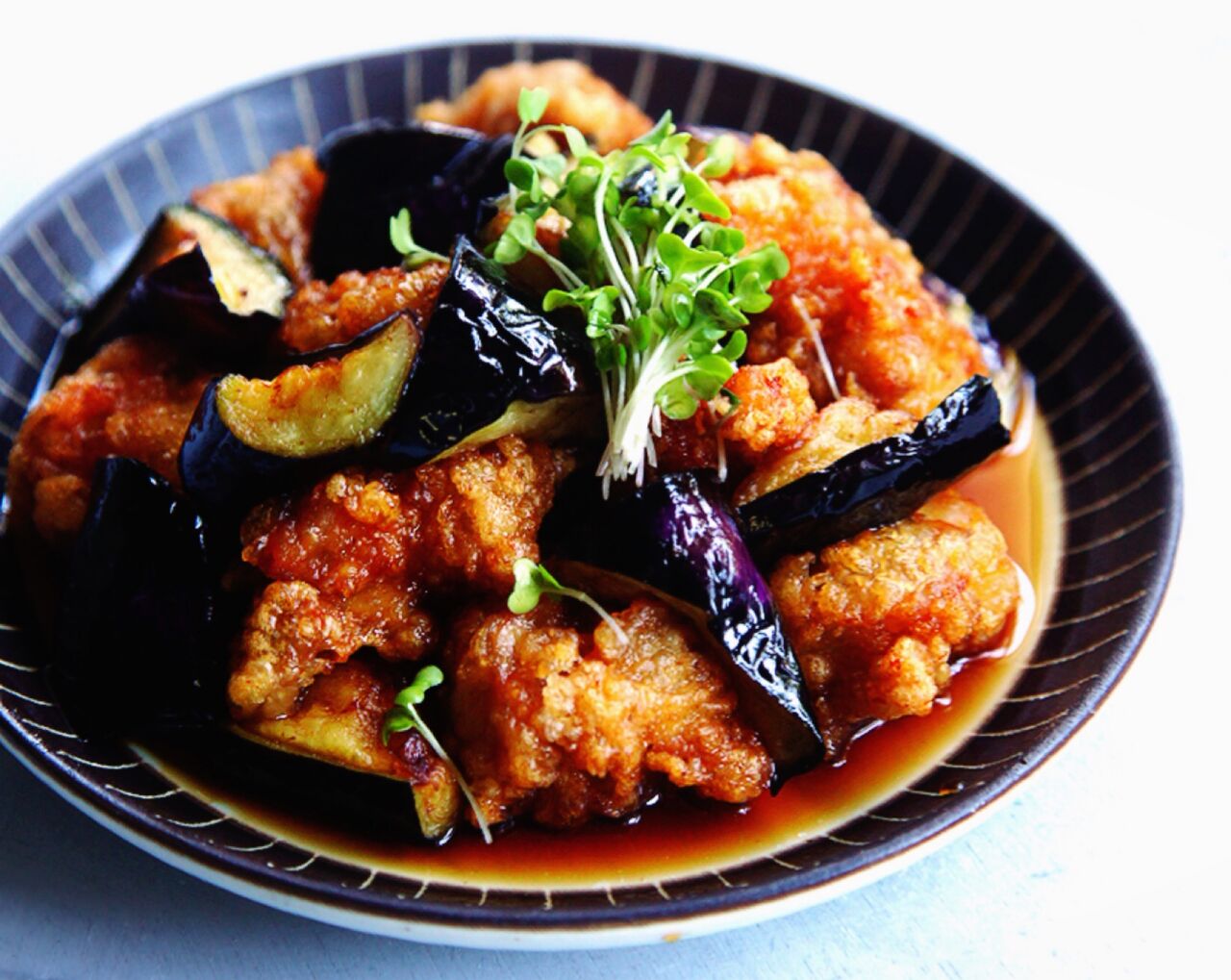 ♡揚げずに簡単♡唐揚げとなすのぽん酢がけ♡【#時短#節約#鶏肉