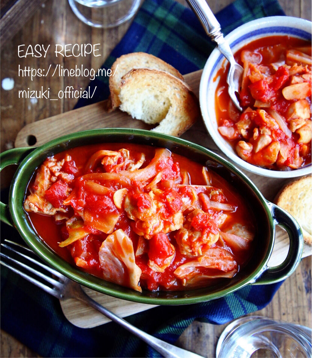 煮込み ♡煮込み8分♡チキンとキャベツのトマト煮♡【#簡単#時短#フライパン