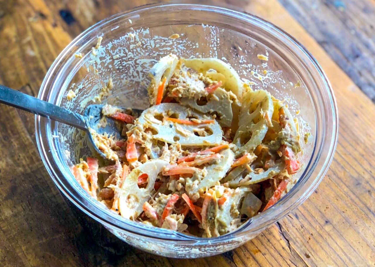 ♡ごまdeコクうま♡れんこんのツナマヨサラダ♡【#副菜#簡単レシピ