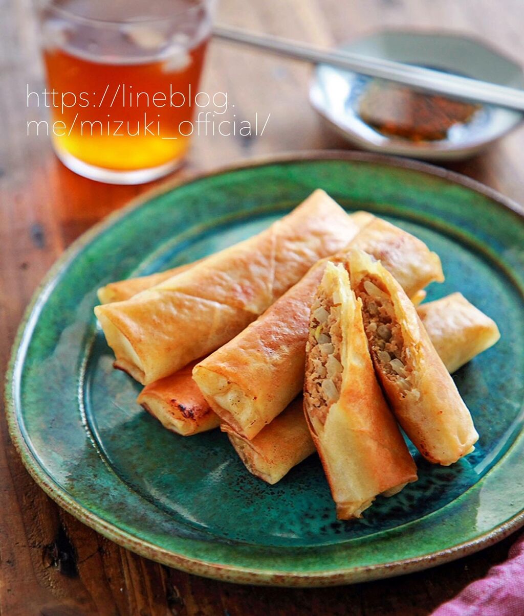 ♡揚げずに簡単♡ひき肉ともやしの春巻き♡【#簡単レシピ#節約#時短