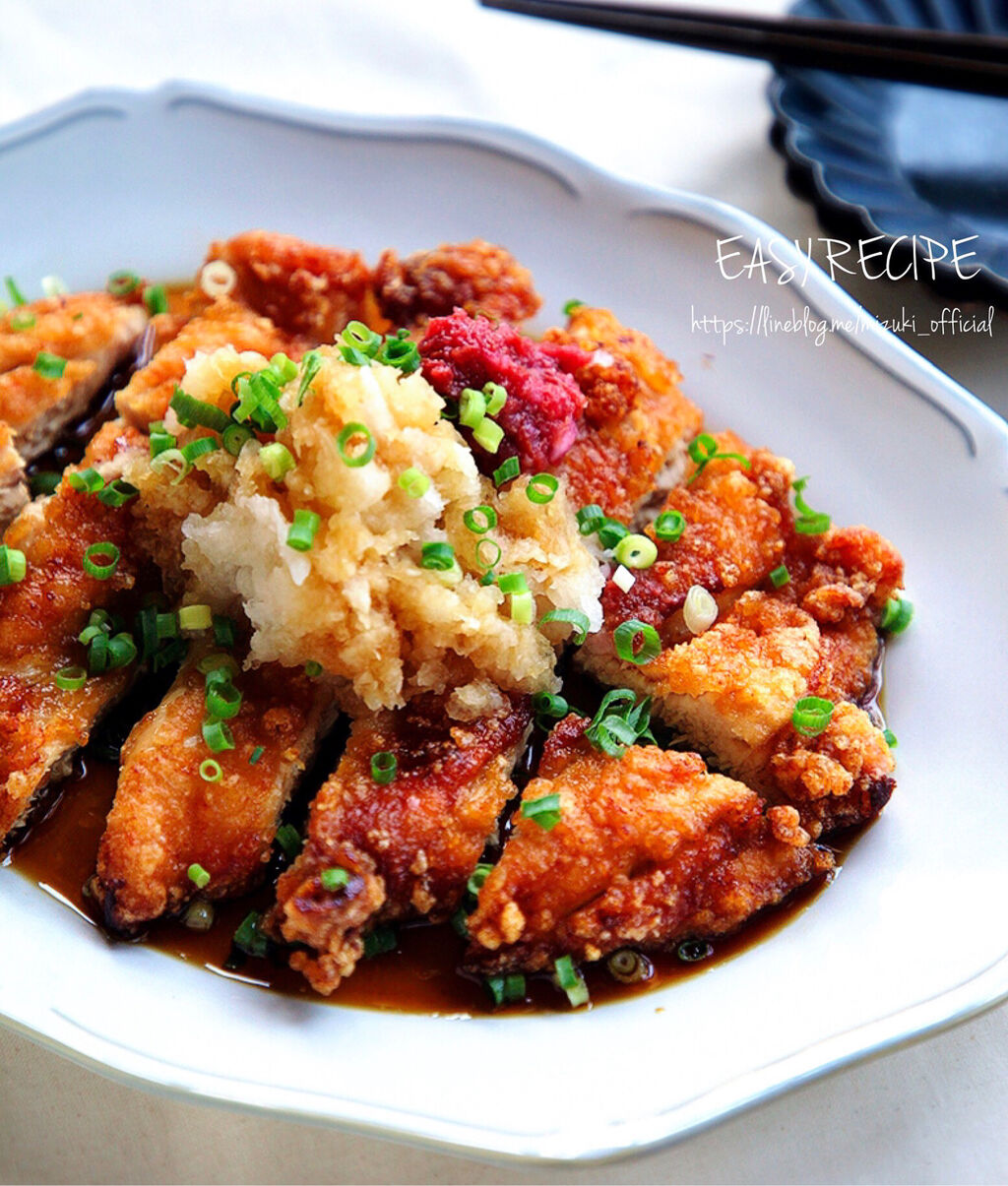♡鶏むね肉の唐揚げ♡梅おろしぽん酢♡【#簡単レシピ#時短#節約#揚げ