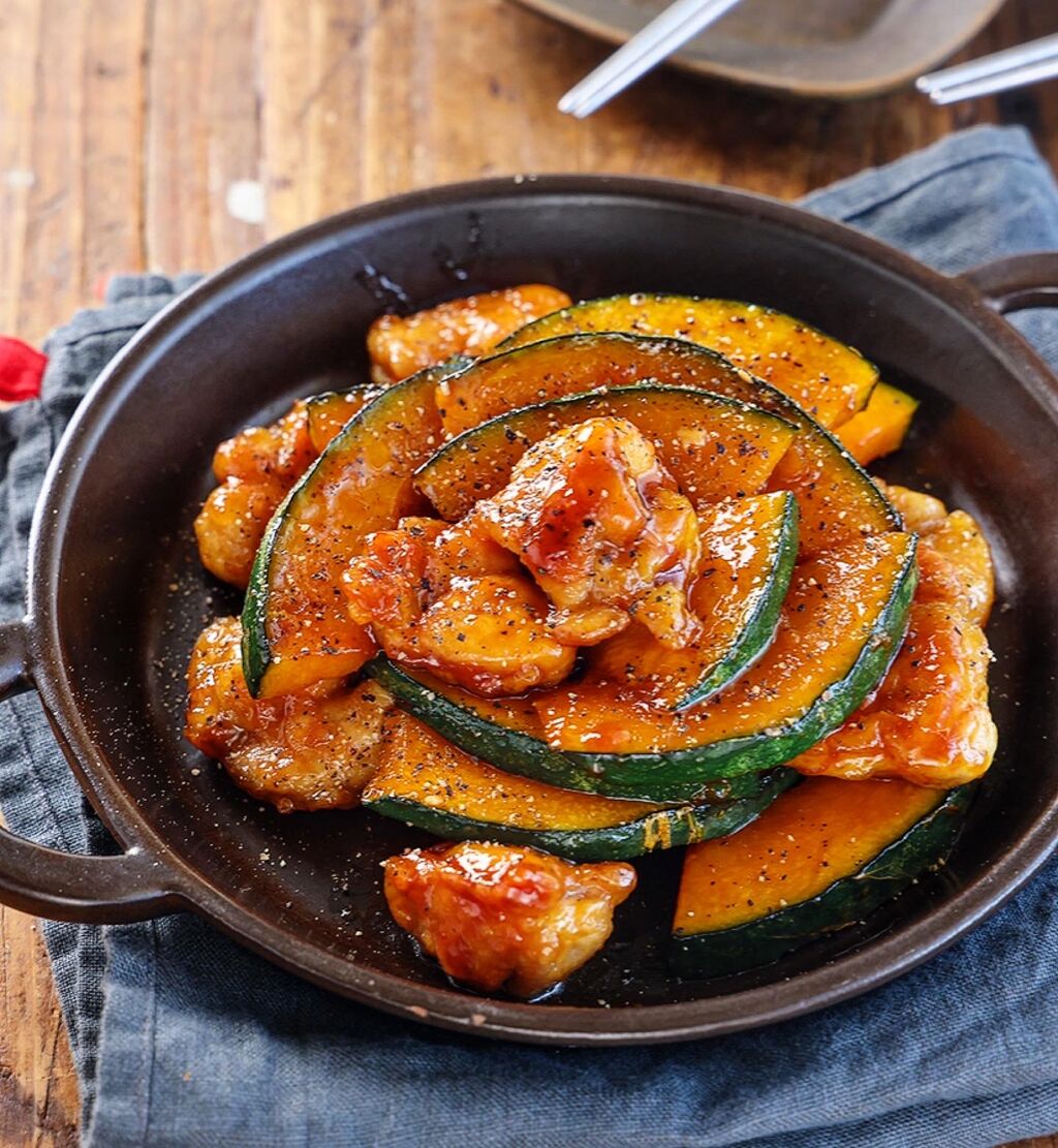 ♡レンジde時短！鶏肉とかぼちゃの甘辛炒め♡【#簡単レシピ