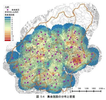 集会施設の分布と密度